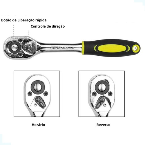 Kit De Ferramentas Chave Catraca Com Bits Canhão Allen Torx