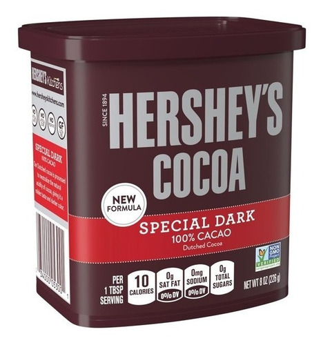 Hershey's, Cacao Natural Obscuro Sin AzĂșcar Sin Gluten 226gr