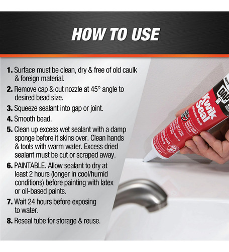 Dap Kwik Seal Blanco 5.5 Oz Sellador Acrílico Adhesivo