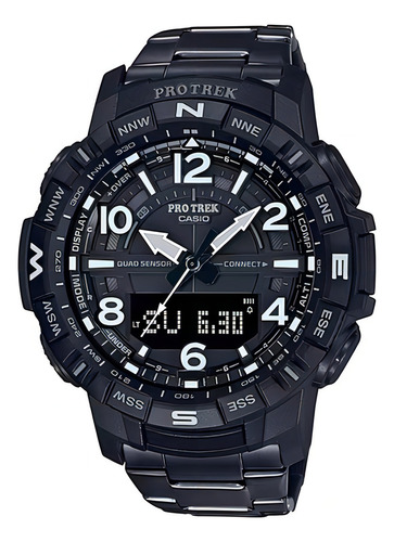 Reloj Casio Pro Trek Prt-b50yt-1 Bluetooth Hombre Color de la correa Negro Color del bisel Negro Color del fondo Negro