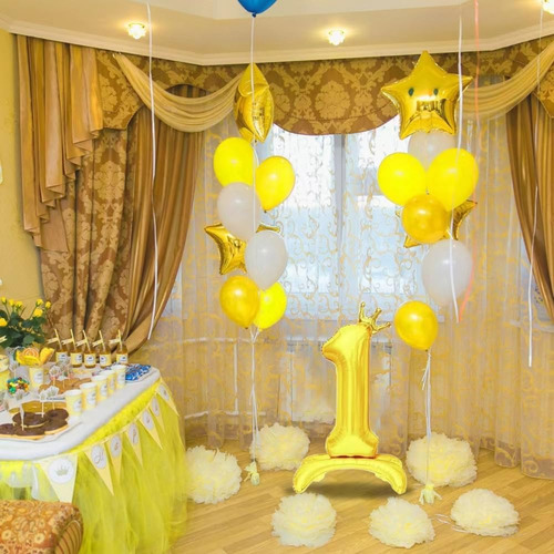 Globos Dorados Del Número 1 De 32 Pulgadas, Globos De Primer