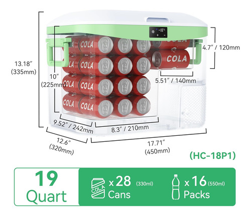 Refrigerador Portátil De 19 Cuartos (18 Litros) 12 Vol...