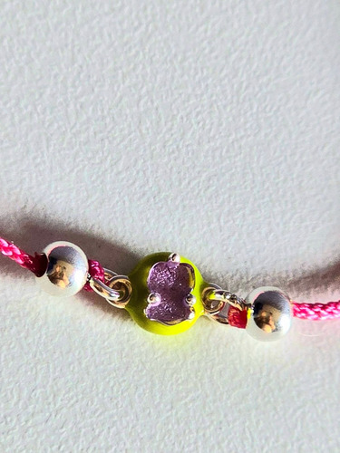 Pulsera Hilo Osito Ajustable Plata S925 + Kit Completo Rosa 16.19 Cm