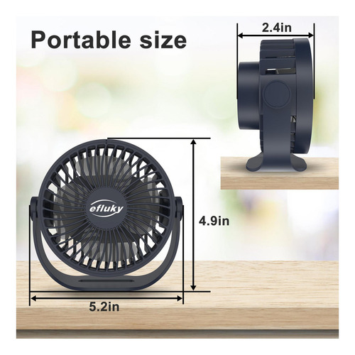 Ventilador De Escritorio Pequeño Usb Efluky, 3 Velocidades Y