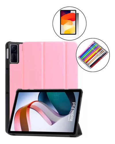 Kit Capa Smart + Pelicula + Caneta Para Redmi Pad Se 11'' Cor Tons De Rosa