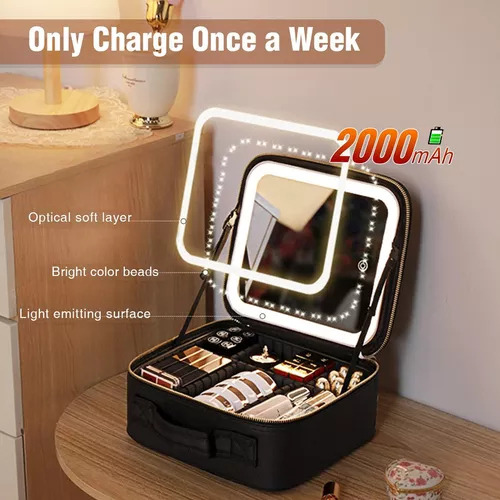 Neceser Cosmetiquera Con Espejo Con Luz