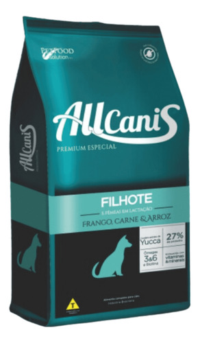 Ração Premium Cães Filhote Allcanis Frango Carne Arroz 10 Kg