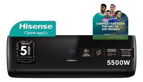 Aire Acondicionado Hisense Split Inverter Frio Calor 5500W Color Negro AS18UR4SXSCA00B