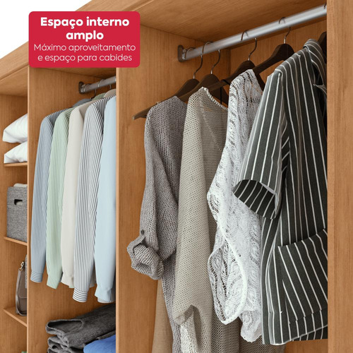 Guarda-roupa Casal Easy Slim 8 Portas Amendoa Clean/off Amêndoa Clean/off White