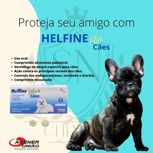 Helfine Plus Cães Vermífugo Pet Giardicida