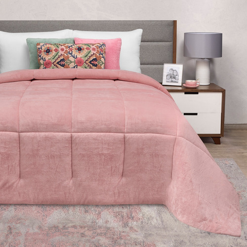 Cobertor Termico King Size Velvet. Elefantito Hogar Liso Rosa