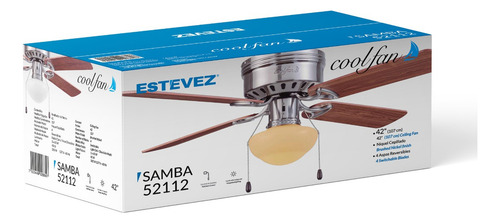 Ventilador De Techo Samba 42 Pulgadas Níquel Cuatro Aspas 1.067 M 60 Níquel Cepillado Roble Claro/ Arce Chocolate Mdf 4