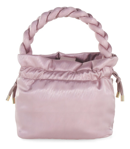 Bolsa Drawstring Cloe Para Mujer Textil Maneral Trenzado Color Rosa