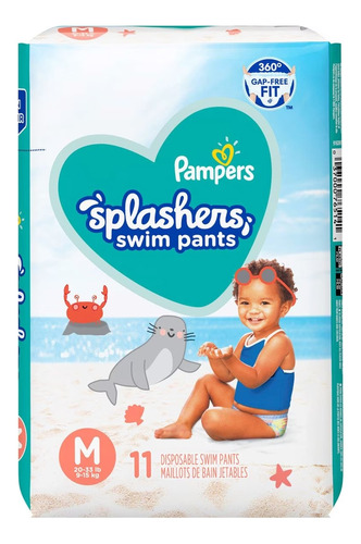 Pañales Splashers Trajes De Baño Pampers Talla M 11pz