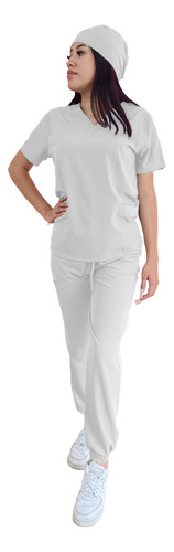Uniforme Quirúrgico Pijama Scrub Filipina Pantalón Cofia Blanco 32
