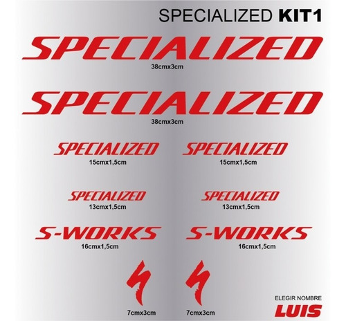 Calco Bicicleta  Specialized S Work Adhesivos Bici Kit1