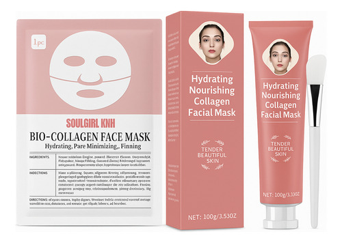 Set Mascarilla Facial Bio-colageno Tela Y Aplicable X 2 Und Todo Tipo De Piel