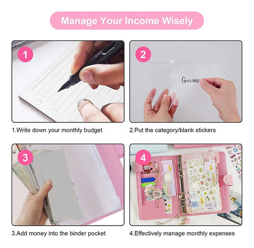 Cuaderno De Bolsillo Rosa A6 For Ahorrar Dinero En Efectivo