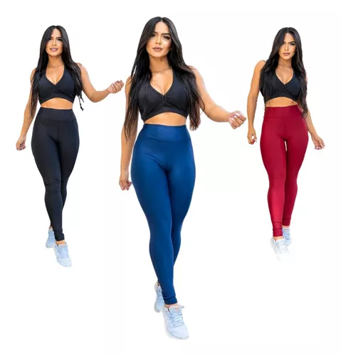 Calça Legging 3D Poliamida Básico Cintura Alta Grossa Fitness Academia Ou  Dia A Dia - Marinho