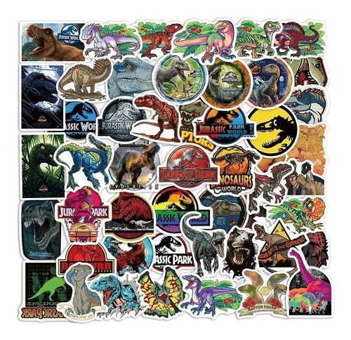 Imagen 3 de 3 de Jurassic Park - Set De 50 Stickers / Calcomanias / Pegatinas