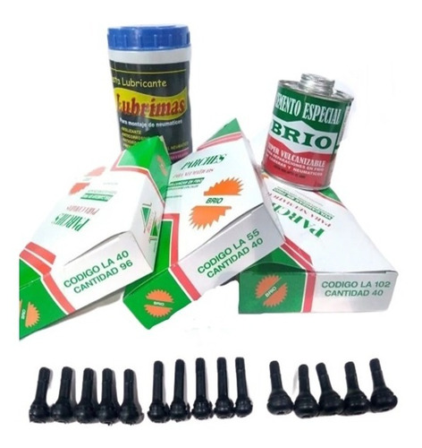 Kit Insumos De Gomeria Parches + Cemento + Pasta + Valvulas 