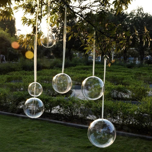 10 Esferas Transparentes Decorativas Navidad Plastico 10cm