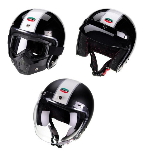 Capacete Aberto Bieffe B45 Origine Preto Brilho Custom Cor Preto Perolizado Brilho Tamanho do capacete 56