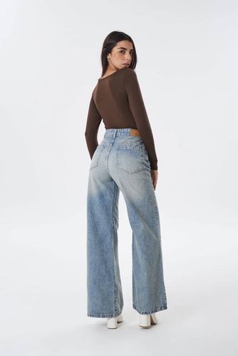 Jean De Mujer Wide Leg Matizado Rigido - Gibson
