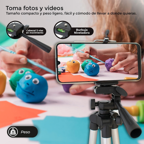 Imagen 6 de 9 de Tripie Tripode Aluminio Grande Celular Android iPhone Cámara