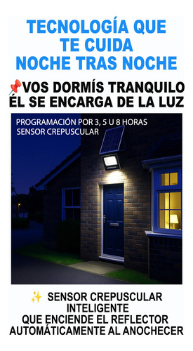 Reflector Luz Led Panel Solar Exterior Ip66 Control Remoto Negro