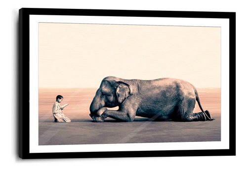 Marco De Poliuretano Con Poster Elefante Hindu 45x70cm