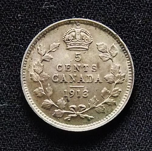 Canadá 5 Cents 1913 Excelente Plata Km 22 Jorge V