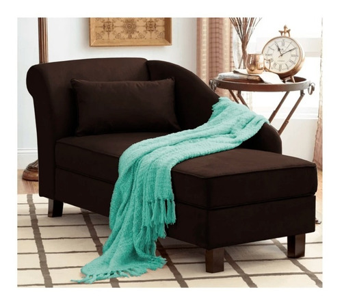 Reposet Chaise Lounge Elora Suede Chocolate Sofa Muebles