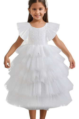 Vestido Transparente De Princesa Para Niña Con Un Lazo En La