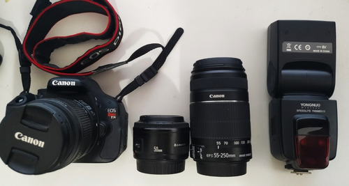Canon T3i + 50mm 1.8 + 18-55mm + 55-250mm + Flash Yn568ex Ii
