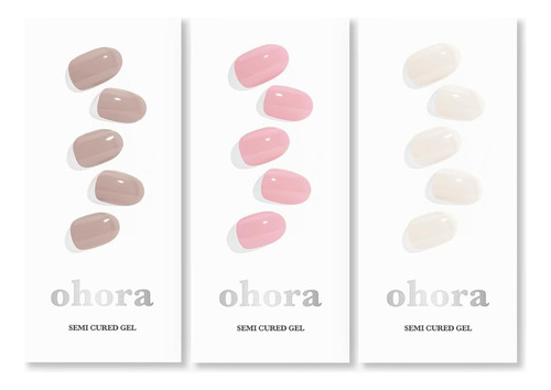 Ohora Juego De 3 Tiras De Uñas De Gel Semicuradas (n Algodón