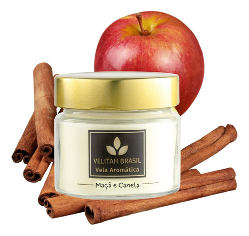 Imagem 2 de 2 de Vela Aromática Premium Maçã E Canela 140g 30h Aromatizada