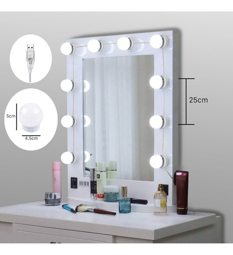 G Focos Bulbos Luz Led Rgb Espejo Baño Hollywood Tocador