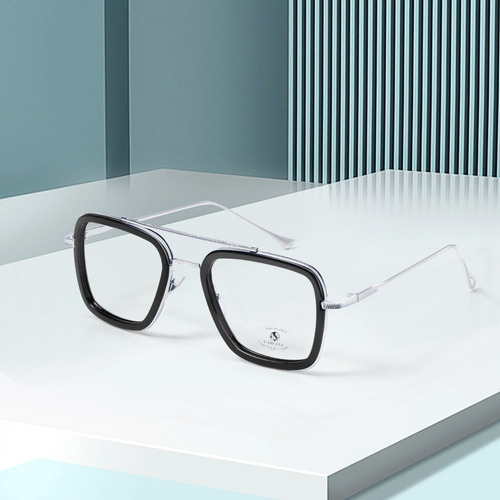 Gafas Lentes Luz Azul Tony Stark Carezza Con Estuche Tarjeta Color Plateado