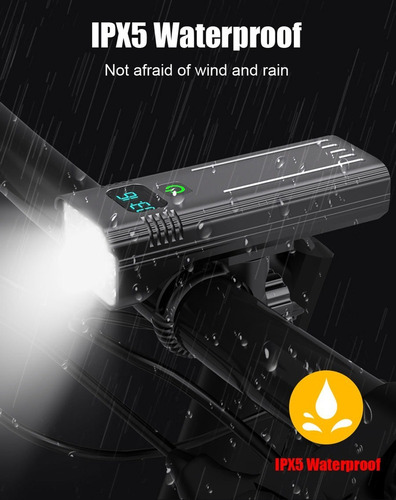 Luz De Bicicleta 12led 10000mah 5000 Lúmenes Con Luz Trasera