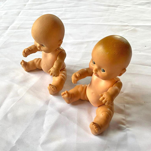 Muñecos De Goma Y Plástico Vintage / 2 Usados De 13 Cm (Usado)