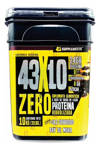 43 Proteina Zero Hidrolizada 10 Kg Pay De Mora 43 Supplement