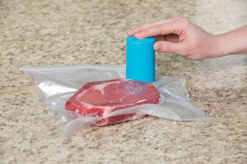 Sellador De Alimentos Al Vacío - 6 Bolsas Reutilizables Azul