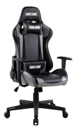 Imagen 2 de 4 de Silla de escritorio Good Game Pro negro y gris con tapizado de cuero sintético