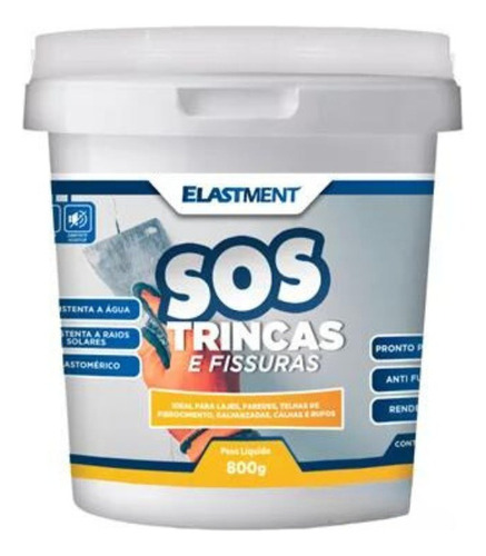 Sos Trincas Elastment Fita Líquida Tapa Trinca Branco 800g