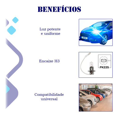 Lâmpada H3 Halógena 55w 12v Original Gauss 3200k