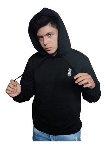 Sudadera Hoodie Hombre Street  Piña Cuello Alto Con Gorro