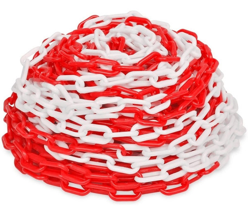 Cadena Plástica Seguridad Señalización Roja Y Blanca X 25mts Color Rojo y blanco