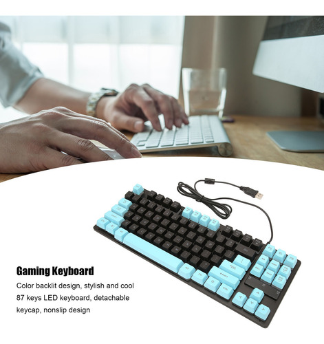 Teclado Con Cable Para Juegos, 87 Teclas, Diseño Ergonómico