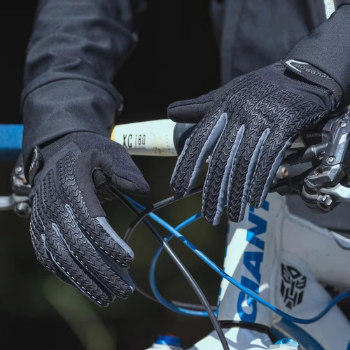 Guantes Rockbros Largos De Invierno Ciclismo Con Pads De Gel Negro Y Gris Xl